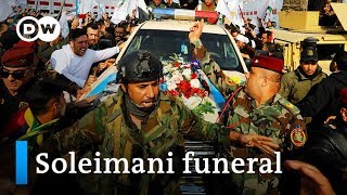 Thousands chant death to America at Soleimani funeral in Baghdad  DW News [upl. by Eilatan]