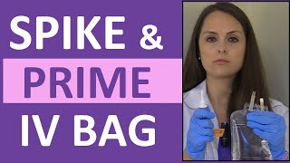 How to Prime IV Tubing Line  How to Spike a IV Bag for Nursing [upl. by Nyllek744]