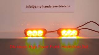 LED Frontblitzer High Power 2 x 3 Leds Rundumleuchte Gelb Feuerwehr 12 Volt oder 24 Volt [upl. by Aicetal]