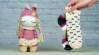 Sewing for beginners How to make socks dolls from scratch Tips amp tricks DIY Tutorial [upl. by Ahsiyt]