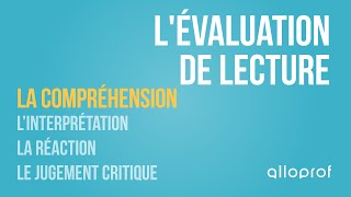 Lévaluation de lecture  la compréhension  Français  Alloprof [upl. by Eudoxia]