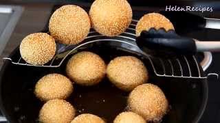 SESAME BALL RECIPE  Bánh rán  Bánh Cam  Helens Recipes [upl. by Millford]