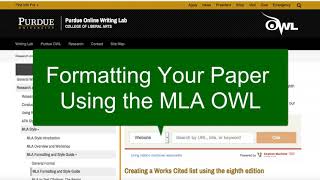 MLA Overview of Purdues Online Writing Lab OWL [upl. by Monaco]