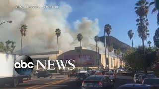 Wildfires in California spread dangerously close to Hollywood  ABC News [upl. by Myer704]