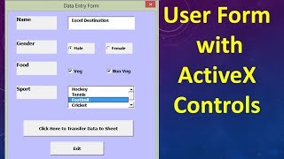 Excel VBA Tutorial 15  UserForm with Textbox Checkbox ListBox Option Button and Command Button [upl. by Noskcaj]