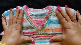 Baby half sweaterPart2 Arm Hole neck cutting and full Mausere ment [upl. by End]