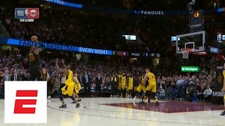 Full sequence LeBron James blocks Victor Oladipo hits gamewinning 3 in Game 5 vs Pacers  ESPN [upl. by Darby]