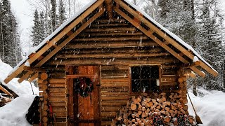 Arriving At The Cabin In A BlizzardCold Night OFF GRID LOG CABIN [upl. by Cirtap]