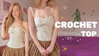 CROCHET coquette TOP ✨  super easy [upl. by Anhavas741]