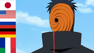 Tobi  Obito changes voice in 6 different languages  Naruto Multilanguage [upl. by Jobye]