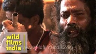 Ganja Baba Aghori smoking a chillum [upl. by Kcirtap]