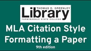 MLA Citation Style Formatting a Paper 9th edition [upl. by Bellanca211]