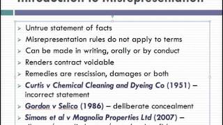 Misrepresentation Lecture 1 of 4 [upl. by Caitlin]