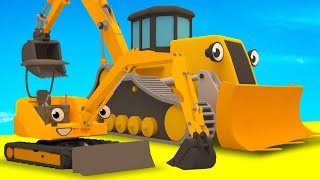 Diggers Tractor Excavator Garbage Truck amp Muddy Construction Vehicles For Kids  Geckos Garage [upl. by Loni]