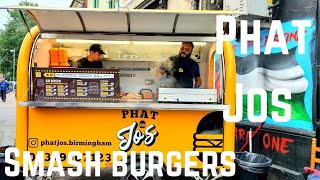 SMASHING Burgers In A Tiny Yellow Trailer Phat Jos Smashed burger  Birmingham [upl. by Nnaeiram]