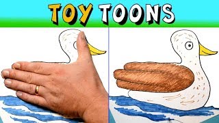 HOW TO DRAW ANIMALS WITH YOUR HAND  ToyToons [upl. by Laurette]