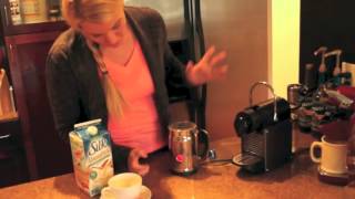 Nespresso Aeroccino Plus Frother Review Frothing Almond Milk [upl. by Nhabois531]